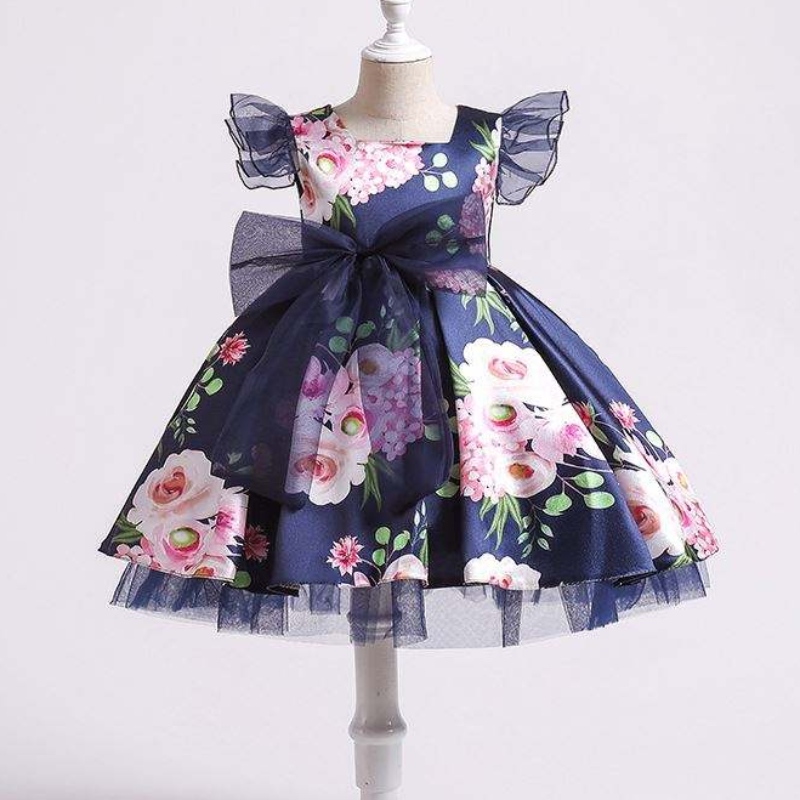 Baige Children Party Kids Dresses Bady Girl Printing WeddingFrock Hossess Princess Dress XH82028