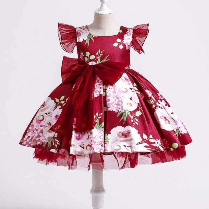 Baige Children Party Kids Dresses Bady Girl Printing WeddingFrock Hossess Princess Dress XH82028