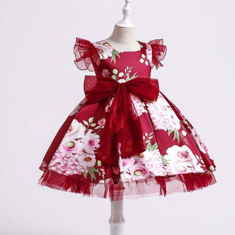 Baige Children Party Kids Dresses Bady Girl Printing WeddingFrock Hossess Princess Dress XH82028