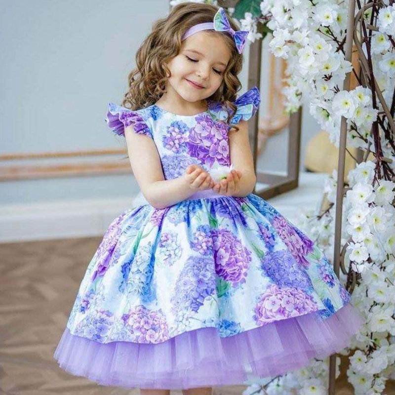 Baige最新の花柄の女の子のドレス子供\\の服3歳の花の女の子の花嫁介添人のドレスパーティー