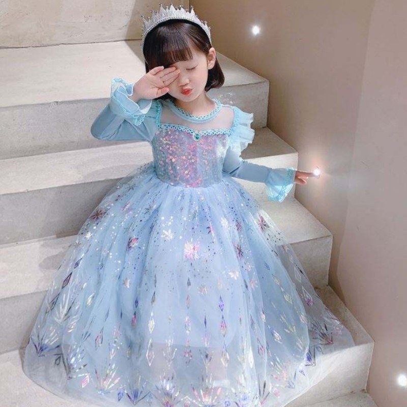 Baige Wholesale Ball Gown Party Princess Dress Halloween Children Birthday Cosplayコスチューム長袖エルサドレス