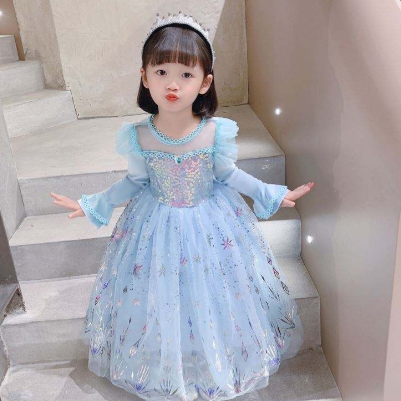 Baige Wholesale Ball Gown Party Princess Dress Halloween Children Birthday Cosplayコスチューム長袖エルサドレス