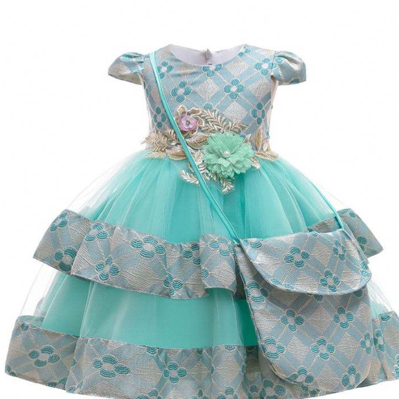 バイージホールセールチルドレン服の花とバッグキッドフローラルドレス3歳の女の子のおしゃれな子供ドレス