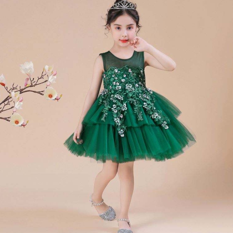 バイジェノースリーブアップルケーキの花シックドレスベビードレス女の子の子供服