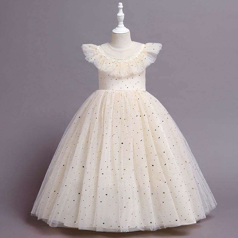 Baige New Princess Dress Girls Kids Embroidery Flower Girl Toddlerエレガントなフォーマルなパーティードレス2275