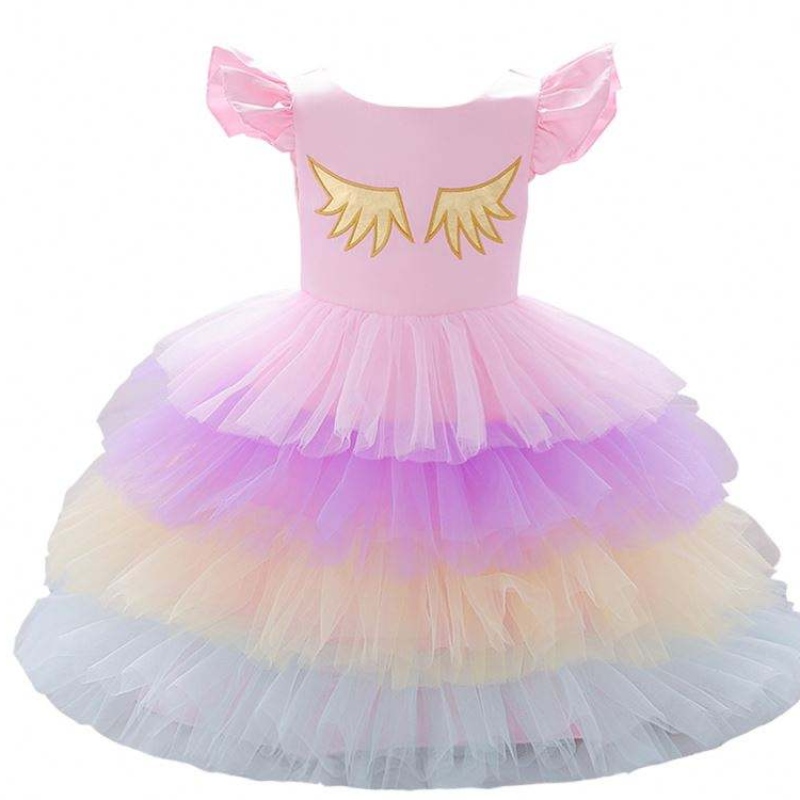 2019 New Arrival Children Closed Girls UnicornレイヤードTutu Party Dress with Free Headwear DJS011