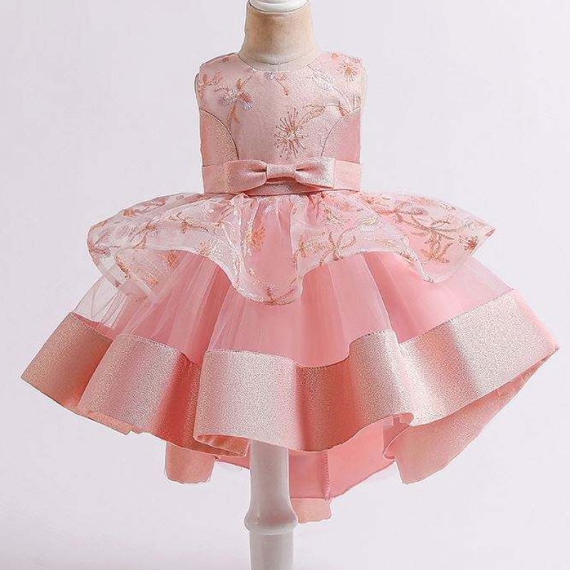 Baige 2021Summer Children \\ 'S Trailling Princess Dress Multi-Layer Mesh Kids Wedding Cake Ball Gown L5251