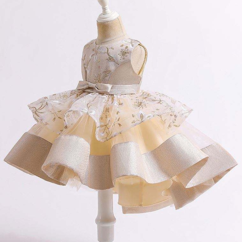 Baige 2021Summer Children \\ 'S Trailling Princess Dress Multi-Layer Mesh Kids Wedding Cake Ball Gown L5251