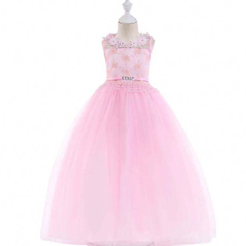 Baige New Style Kids Party Girls Wedding Dressesブライダルガウンピンクフラワー子供服