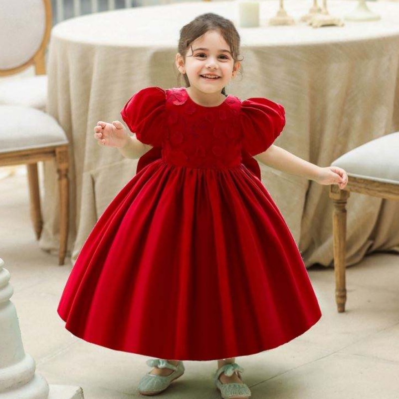 Baige Wholesale Baby Infant Kids Clothing Lace Flower Girl First Birthday Party Dress