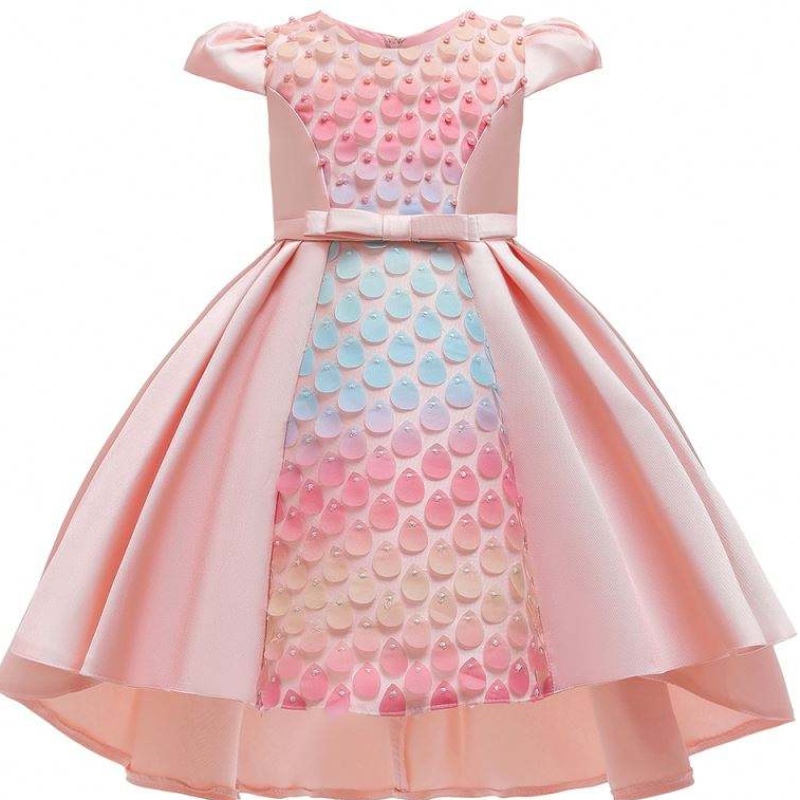 Baige New Design Kids Squingined Bow Girl Frock Girls Party Dresses美しいプリンセスドレス