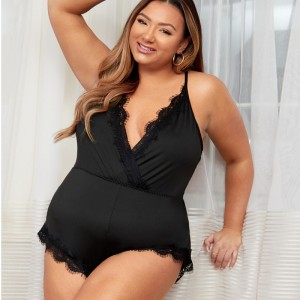 スカラップレーストリムボディスーツセクシーなラップフロントテディとビスチャー