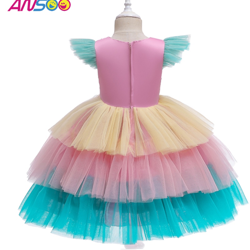 Ansoo Luxury Mermaid Scales Ballet Tutu Kids Girls Squideing Princess Halloween Cosplay Costumes Dress for Girl