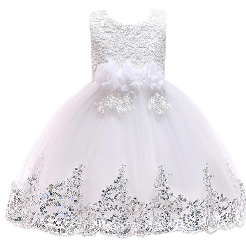 キッズスパンコールレースプリンセスドレス子供結婚式の誕生日パーティードレスフラワーガールドレス3〜12歳