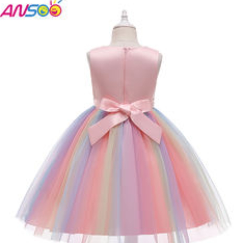 Ansoo Amazon Luxury Sreeveless美しいプリンセスキッズボールガウン子供\\ 'S Clothing Purple Flower Girl Dresses Ruffle Skirt