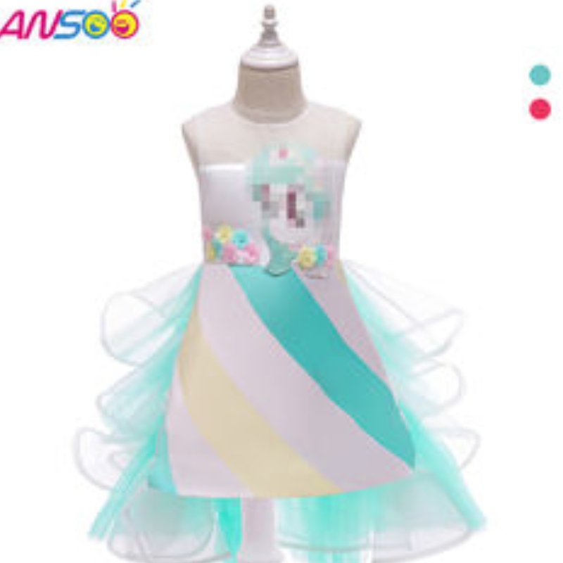 Ansoo Hot Selling Unicorn Rainbow Bady Girl Birthday Dresses CottenGirlPrincess Party Dresses 1  -  6年の女の子のTutuドレス