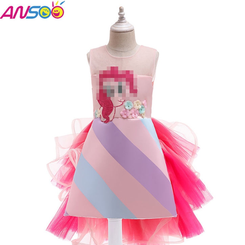 Ansoo Hot Selling Unicorn Rainbow Bady Girl Birthday Dresses CottenGirlPrincess Party Dresses 1  -  6年の女の子のTutuドレス