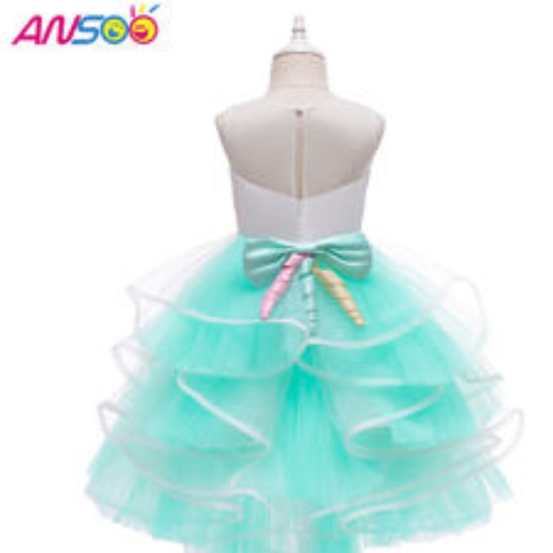 Ansoo Hot Selling Unicorn Rainbow Bady Girl Birthday Dresses CottenGirlPrincess Party Dresses 1  -  6年の女の子のTutuドレス