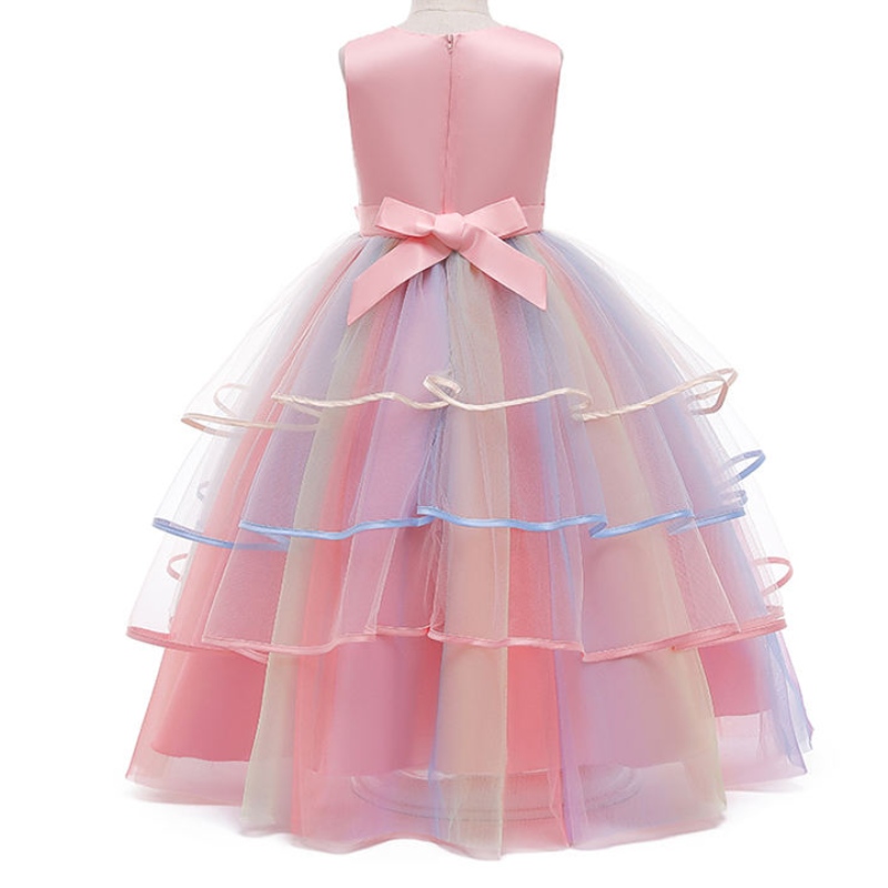 Ansoo Private Custom French Style Luxury Children Long Unicorn Tulle Princess Wedding Party Unicorn Dress for Girls