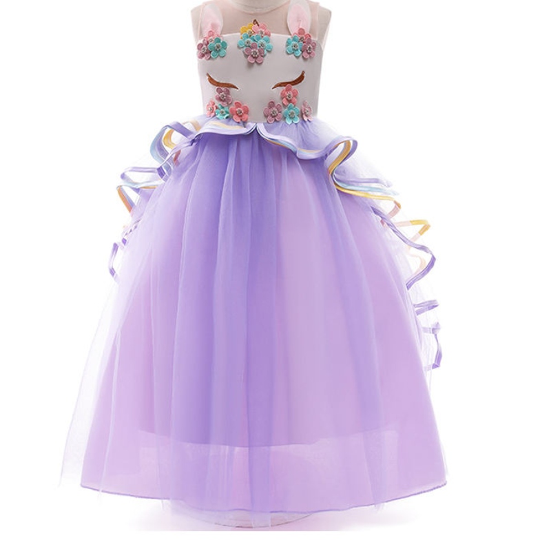 Ansoo Girls Unicorn Dress Aptique Party Cosplay Summer Halloween Fancy Weeding Pink Unicornドレス2-13歳の女の子