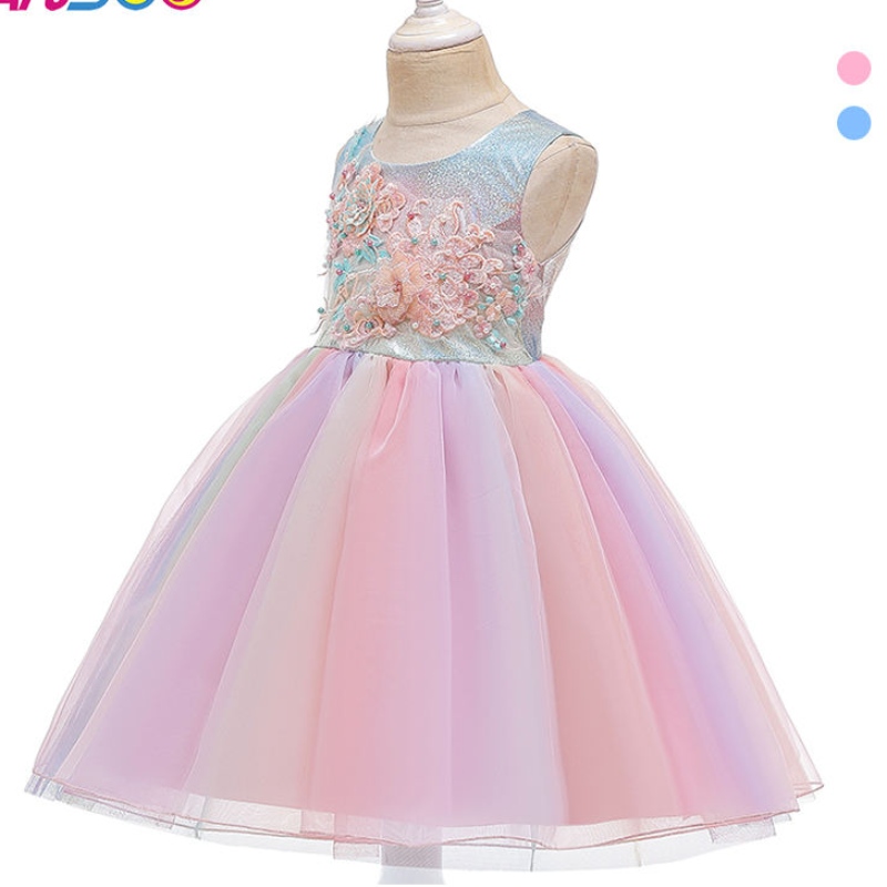 Ansoo Summer Flower Kids Fruffy Dress for Girls