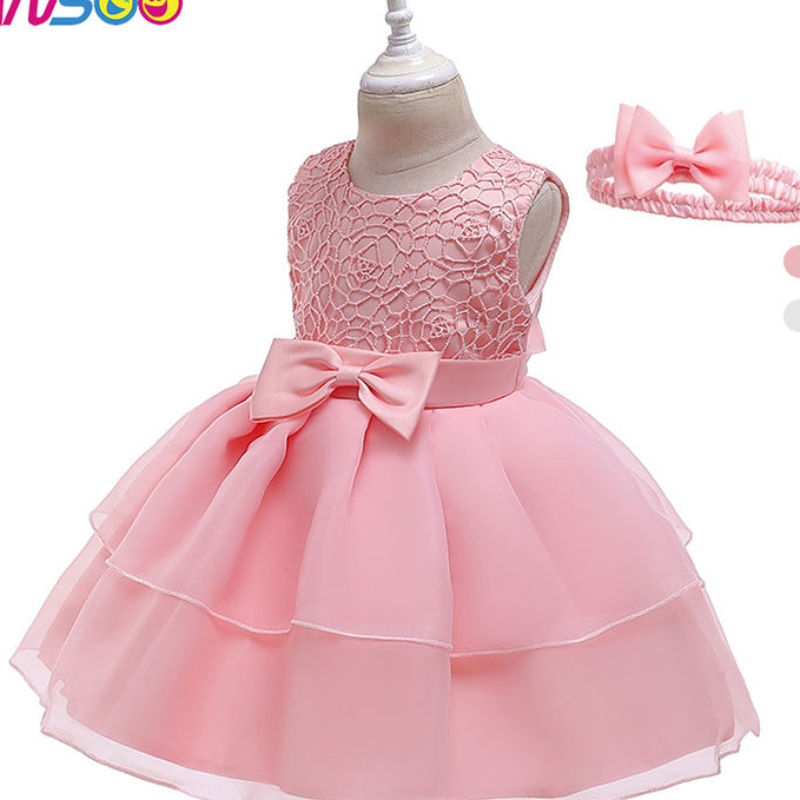 Ansoo New Children \\ 'S Dress Bow Lace Dress Runway Princess Dress with Hairband for 3-24ヶ月の女の子