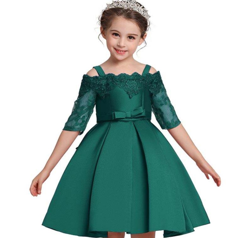 Baige Children Clothes Stock Bady Girl KidsFrock Design Lace Lace Sleeves Bade Girl Birthday Wedding Party Dress