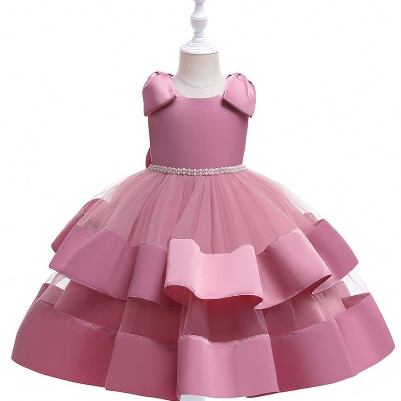 Baige Summer Kids Wedding Dress BoutiqueBady Girls Party Wear Dress Designs With Shoulder Bow