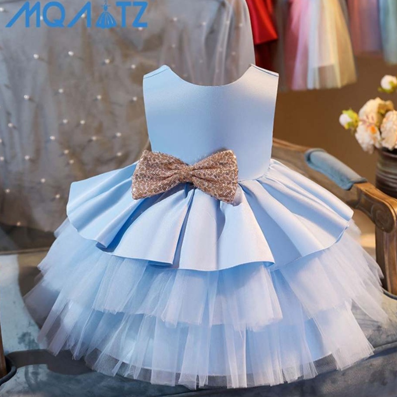 Baige New Flower Girl Tutu Dress Baby Frock Children Closes Bow Birthday Girl Dress