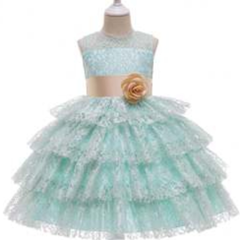 Baige New Children \\'s Princess Dress Lace Layed Seveless Flower Girl Wedding Dresses 3-49ピース