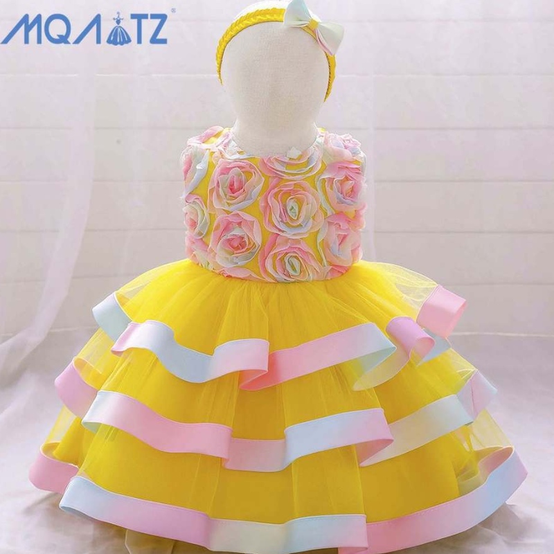 Baige Hot Sale Infant Kids Clothing for bady girl plainboutique tutuドレスガールズフリルパーティードレス