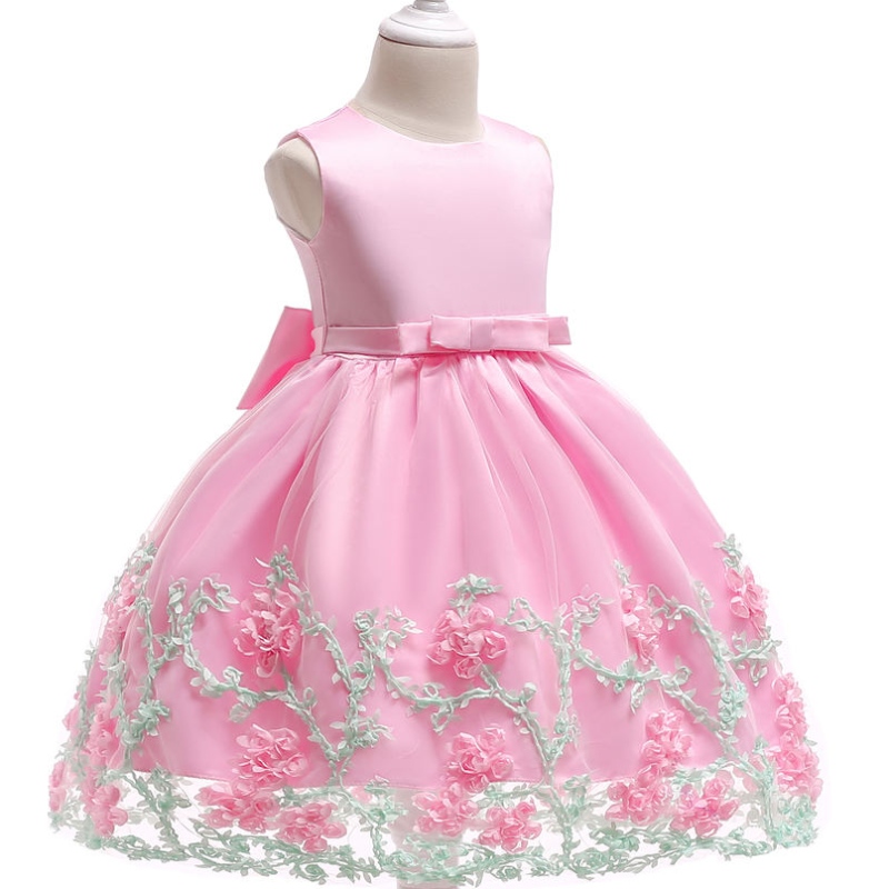 Baige Embroidery Flower Baby Girl Maxi First Communion素敵な弓でドレス