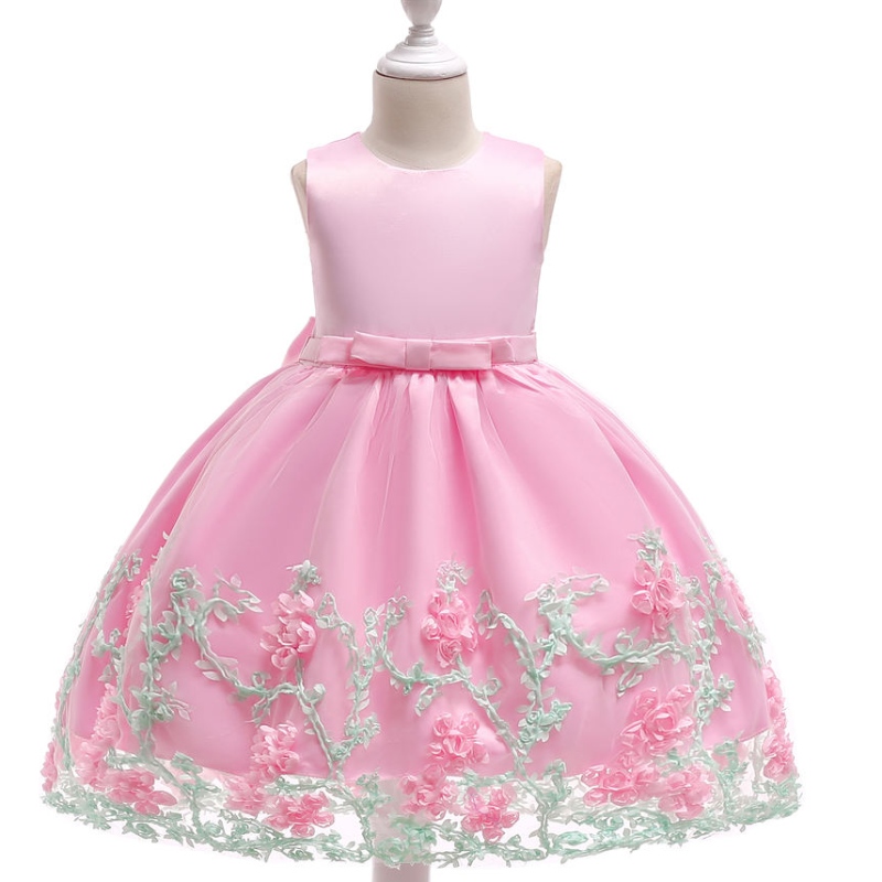 Baige Embroidery Flower Baby Girl Maxi First Communion素敵な弓でドレス