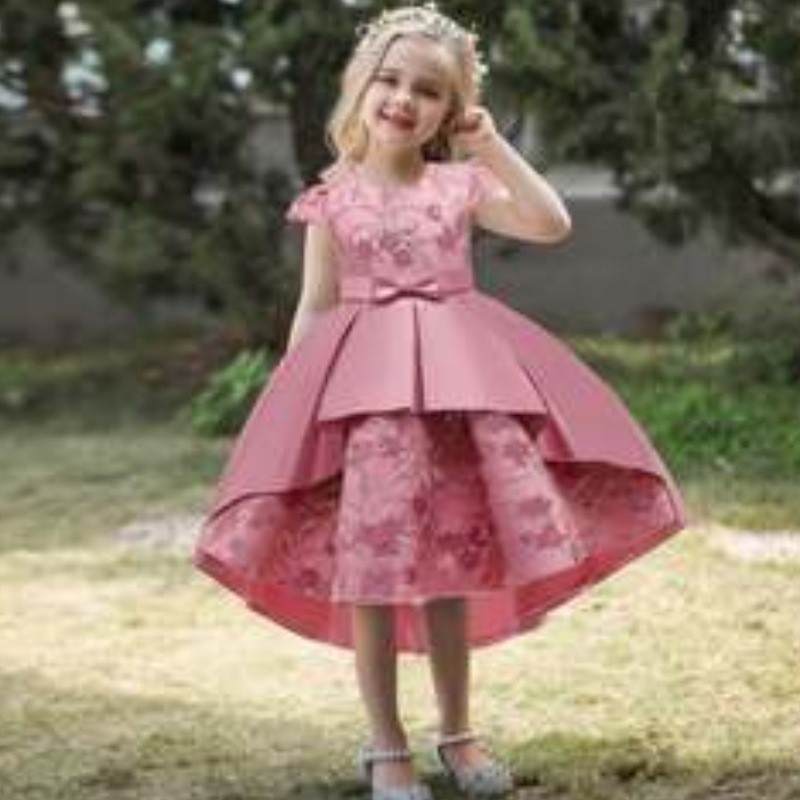 Baige High Quality SummerFrock Kids Party Wear Flower Girl Western Party Formal Trailing Birthday Dress T5170