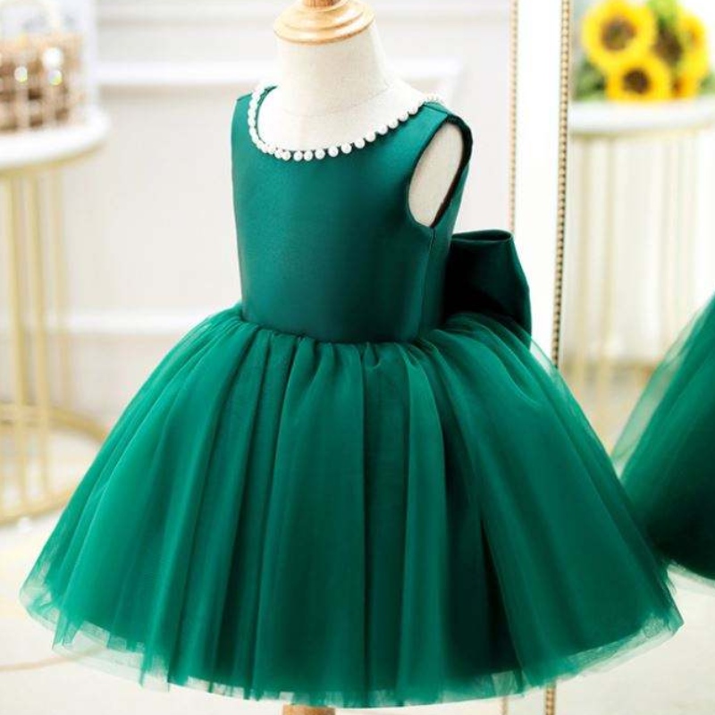 Baige Green Backless Girl Party Dress Kids First CommunionガウンプリンセスウェディングボールガウンDZ007