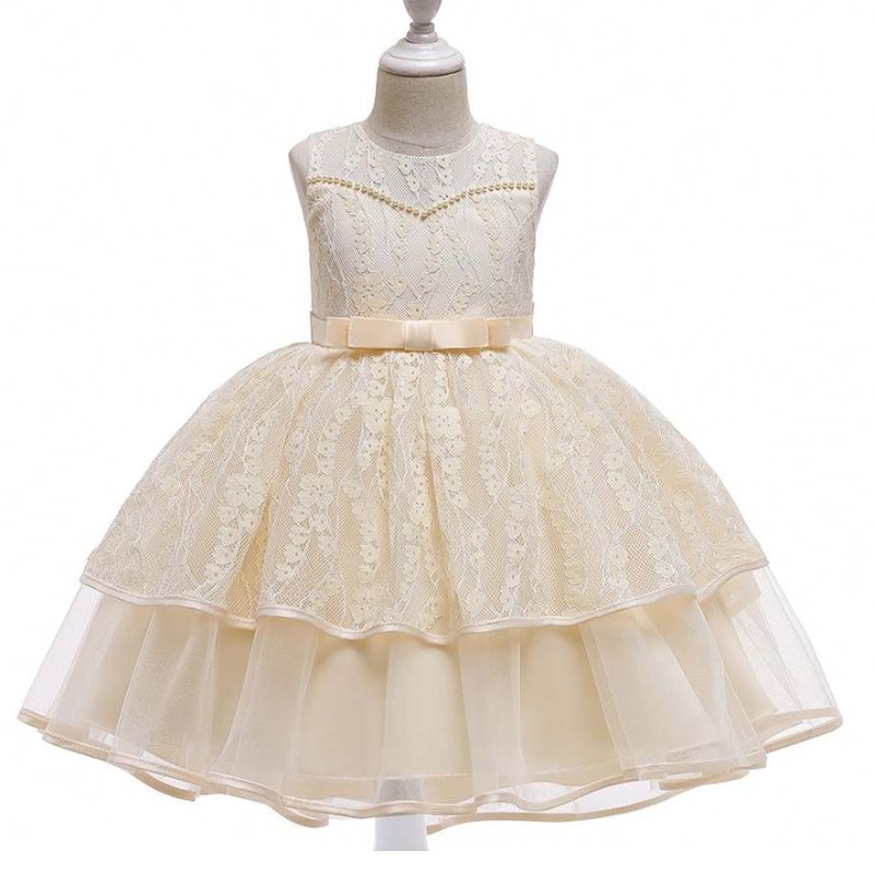 Baige Kids Clothing New Design Summer White Neeveless Girl \\ 'S Wear Party Dress L5208