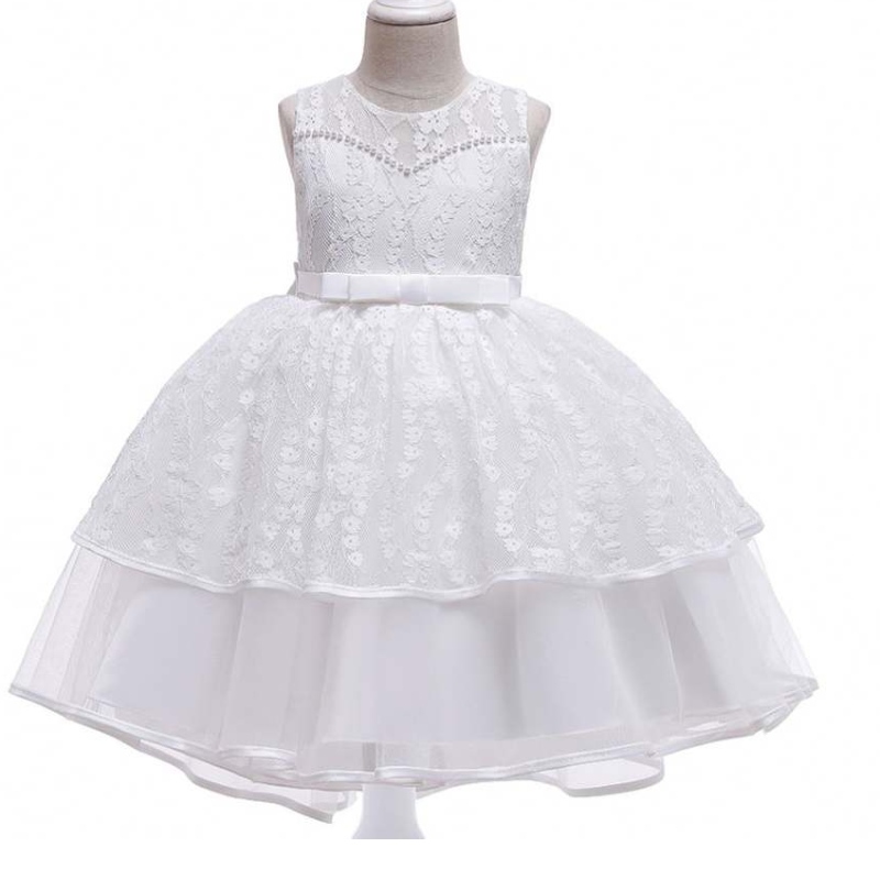 Baige Kids Clothing New Design Summer White Neeveless Girl \\ 'S Wear Party Dress L5208
