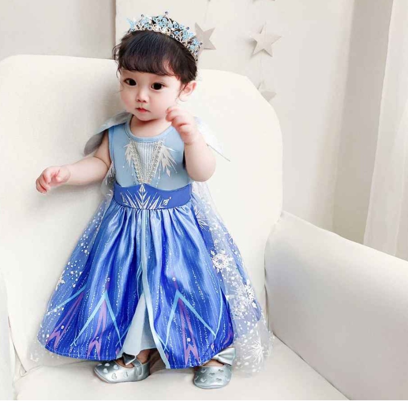 Baige New Design Princess Elsa Annaロールプレイドレスリトルガールコスプレコスチュームクリスマスパーティーバースデーガウンbx1730