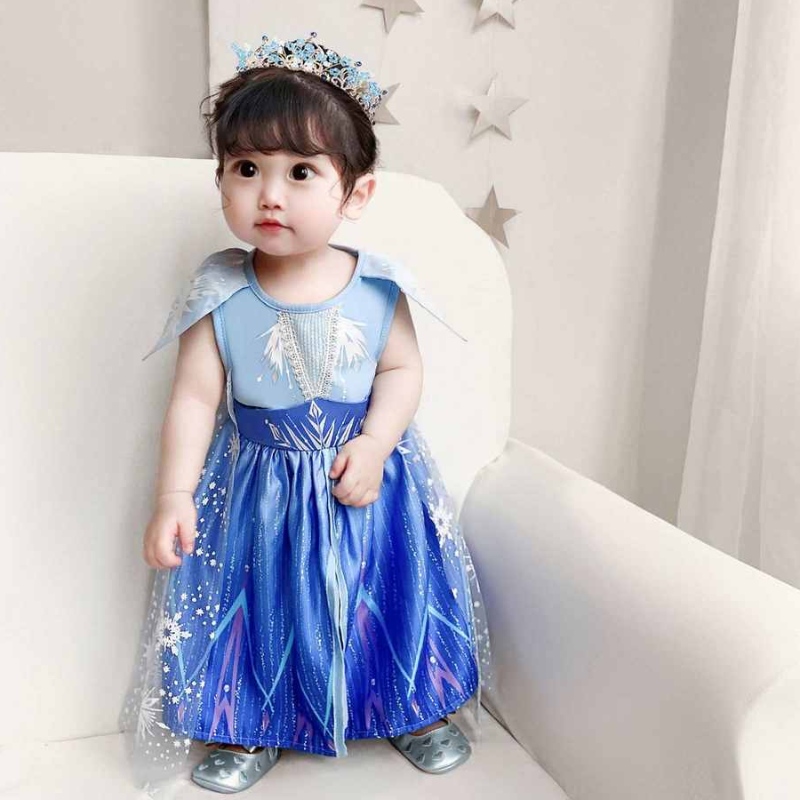 Baige New Design Princess Elsa Annaロールプレイドレスリトルガールコスプレコスチュームクリスマスパーティーバースデーガウンbx1730