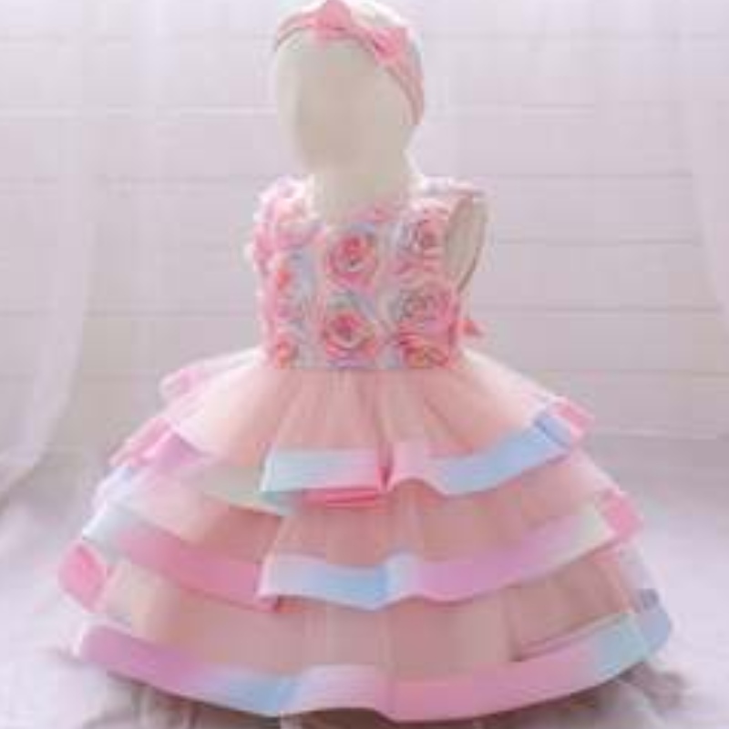 Baige Wholesale Kids Party Wear Wear Infant Dresses Tutu Designaby Girls Flower Cakeレイヤードバースデードレス