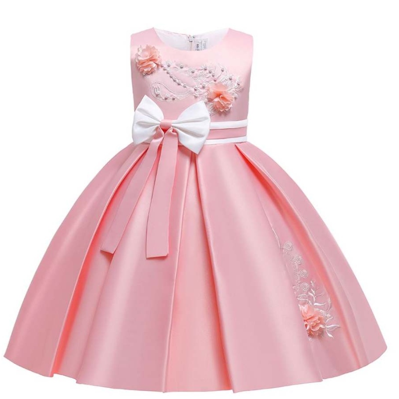 Baige New Design FlowerGirls Embroidery Bow Dress Kids Wedding Evening Prom Ball Gown