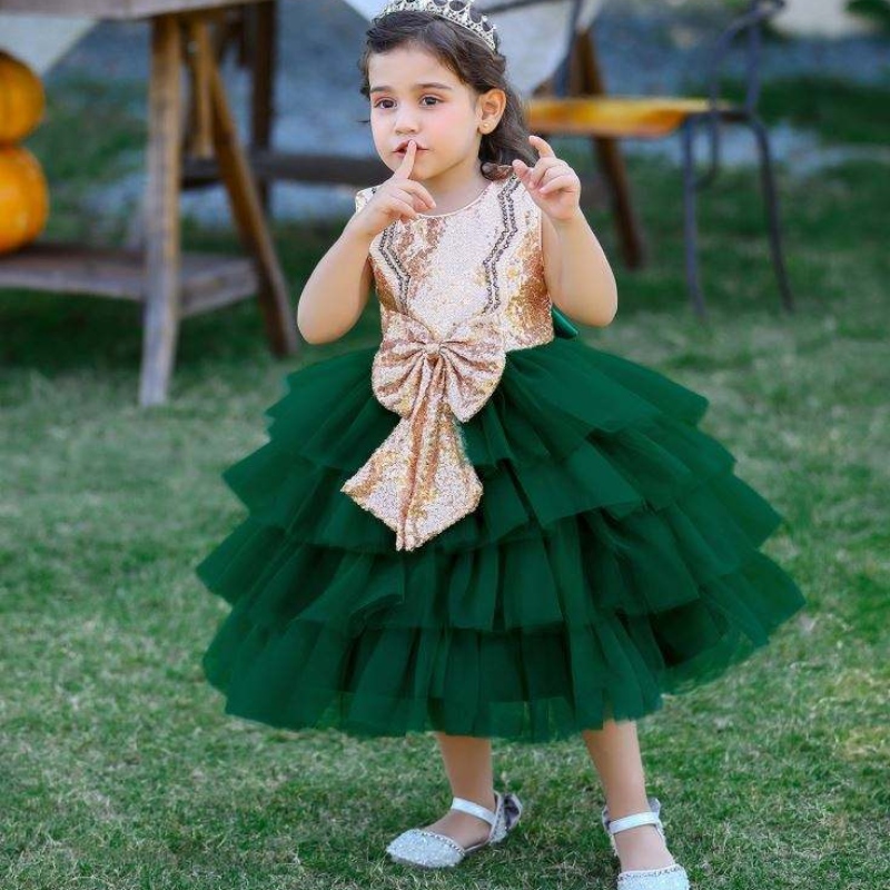 Baige Formance Occasions Sopecinded Bow Kids Party Dresseeveless Ball Gown Flower Girls \\ 'ドレス