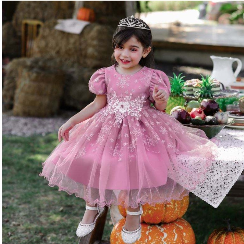 Baige Children Party Frock Girls Birthday Dress Elegant Kids Dress Princess Snowflake Ball Gown