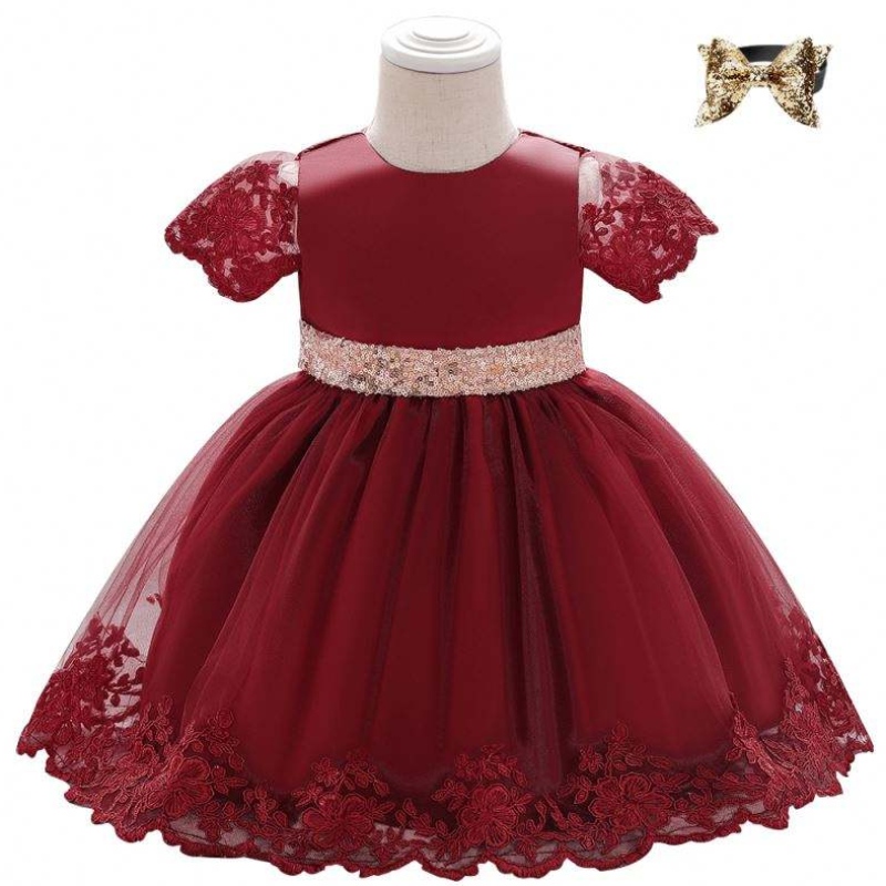 Baige SummerFrock Designs Pictures Party Dress L1926XZ半袖誕生日0-2年古い女の子レースの子供たちの袖なし