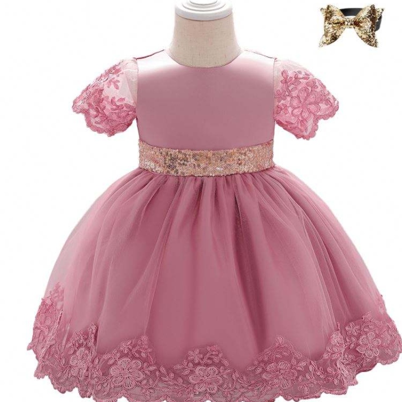 Baige SummerFrock Designs Pictures Party Dress L1926XZ半袖誕生日0-2年古い女の子レースの子供たちの袖なし