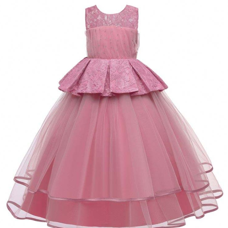 Baige Elegant Kids Long Dress Girls Children Prom Long Frock Dresses Luxurious Gowns LP-275