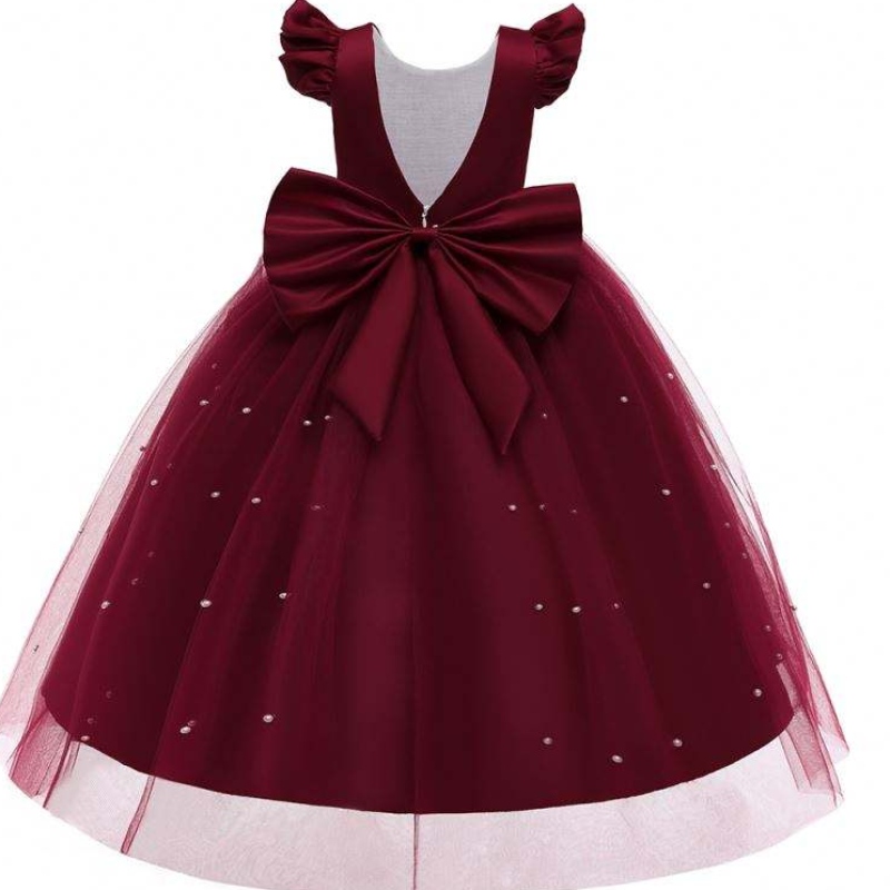 Baige Wholesale Beading Long Bridesmaid Dress Kids Party Wear Dinging Party Children Clothes