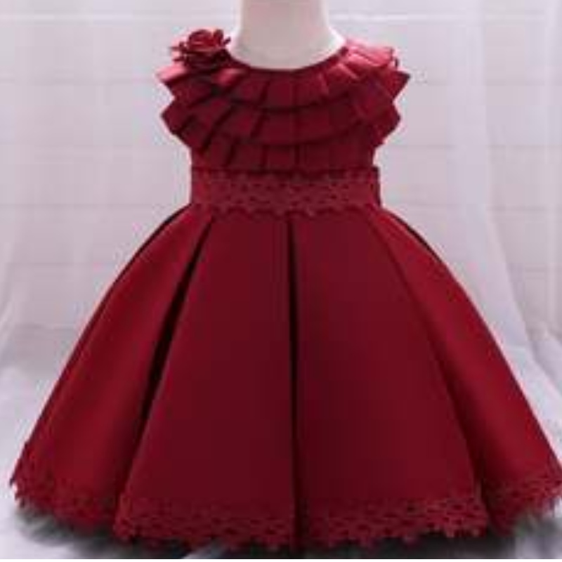 Baige New Fashion Children Ball Gown Seveless Satin Partyフォーマルウェディングフラワーガールドレスl1976xz