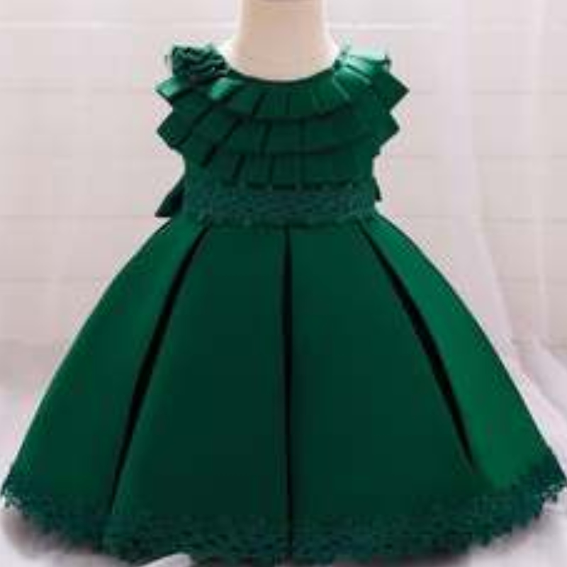 Baige New Fashion Children Ball Gown Seveless Satin Partyフォーマルウェディングフラワーガールドレスl1976xz