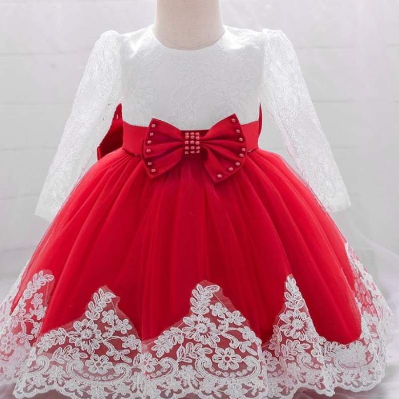 Baige New Arrival 0-2Y Summer Girl Dresses Lace Leng Sleeves FlowerBadeGirl Prom Dress L1940XZ